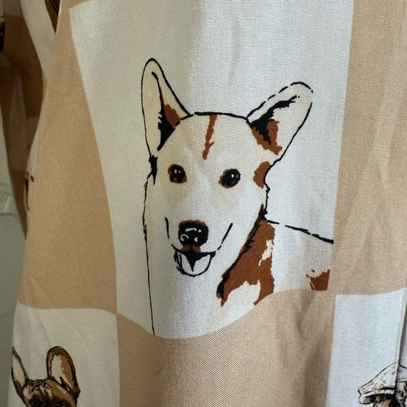 Jane and Delancey Dog Print Button Up Shirt Womens Frenchie Poodle Corgy Med Art - Picture 10 of 16